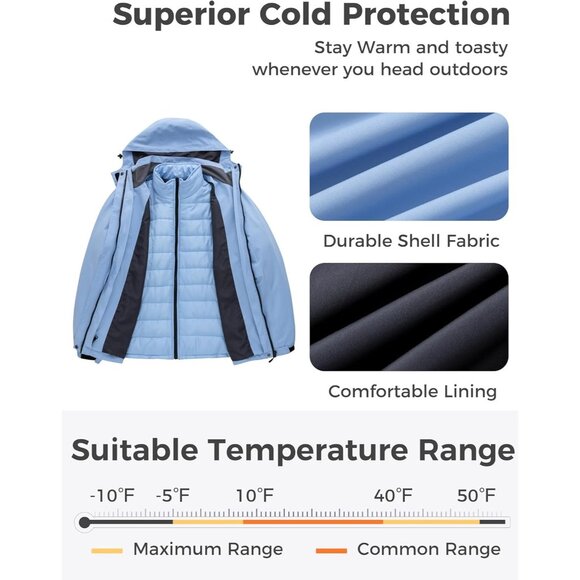 Women's Purple Size Winter Coats Waterproof Ski Jacket Hooded Snowboarding Jacke - Picture 3 of 6